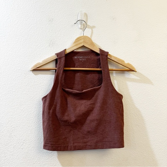 Beyond Yoga Spacedye Square Neck Cropped Tank Top Sienna Brown Size S - Picture 2 of 8